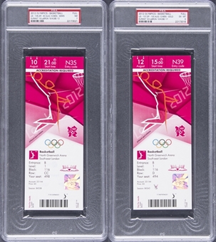 2012 Olympic Basketball Team USA Full PSA Graded Ticket Pair (2) from Semi-Finals & Finals on 8/10 & 8/12 